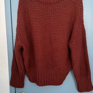 Anthropologie Rich Burgundy Knit Turtleneck Sweater